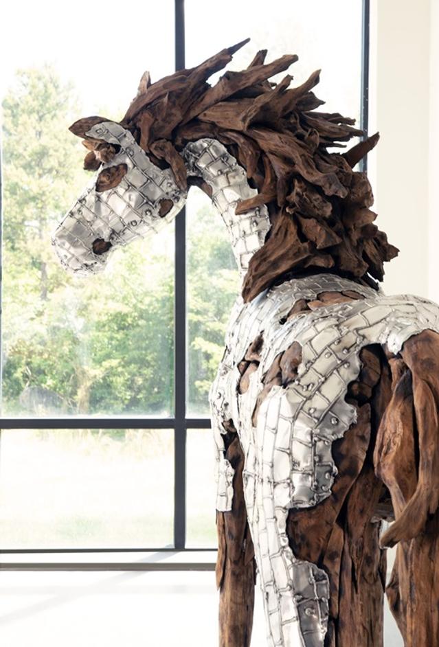 Mustang Horse Armored Sculpture, Standing by Phillips Collection