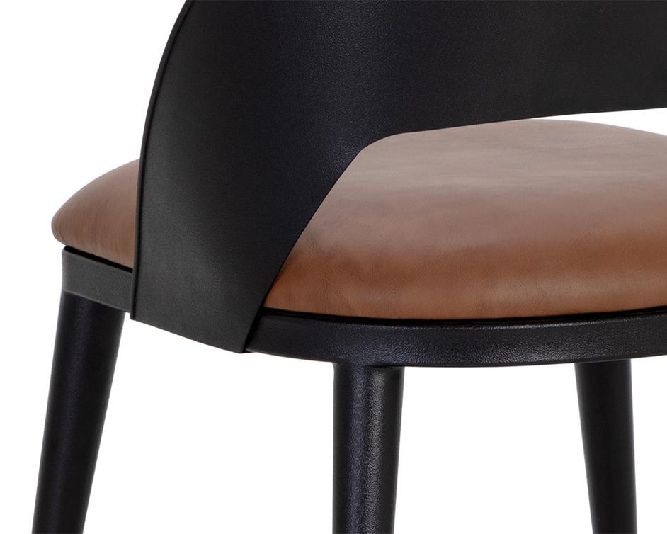 DEZIRAE DINING CHAIR - BLACK - COGNAC LEATHER by Sunpan