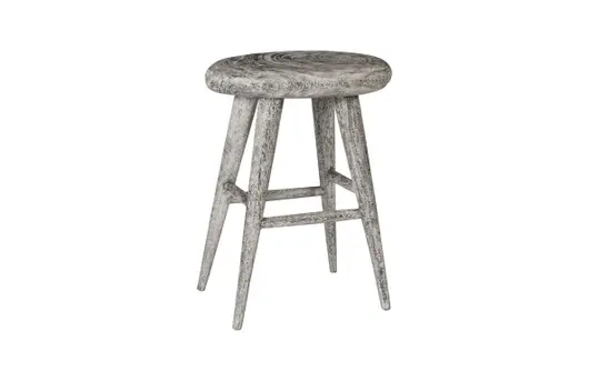 Smoothed Counter Stool, Chamcha Wood, Grey Stone, Oval by PHILLIPS COLLECTION