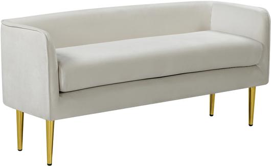 Tim Bench In Cream Velvet by Meridian Furniture
