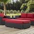 Minerva Outdoor Patio Fabric Rectangle Ottoman In Espresso Red by Modway Furniture