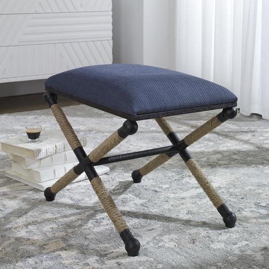 Firth Small Navy Fabric Bench by Uttermost