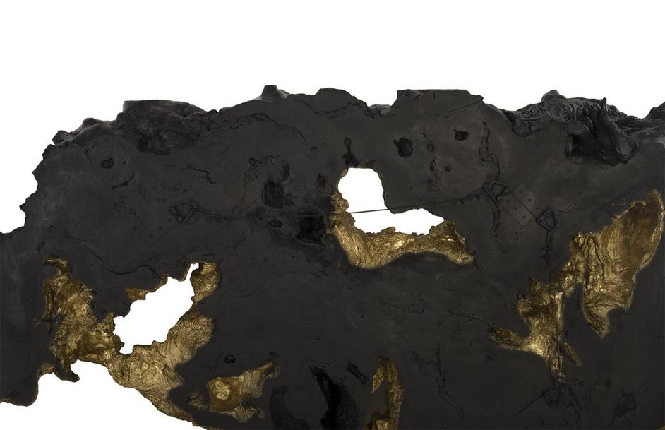 Burled Root Wall Art, Black, Gold Leaf, Large by PHILLIPS COLLECTION
