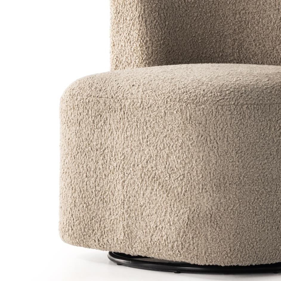Tybalt Swivel Chair In Sheepskin Camel by FOUR HANDS