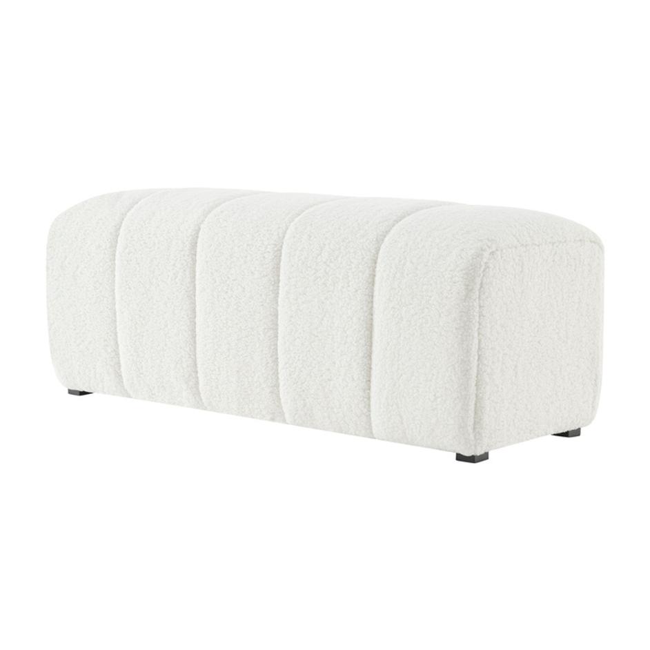 Cassy Faux Shearling Bench, Shearling Beige by New Pacific Direct