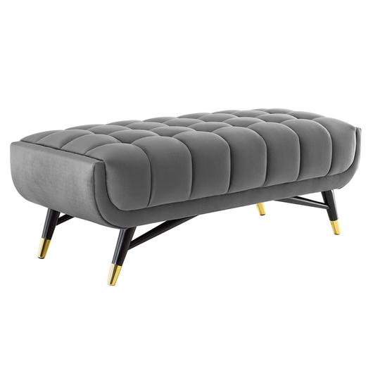 Scholar 47.5" Performance Velvet Bench In Gray by Modway Furniture