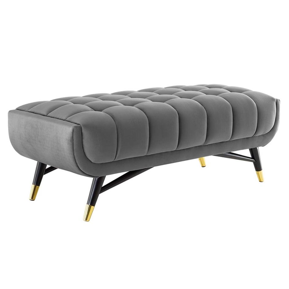 Scholar 47.5" Performance Velvet Bench In Gray by Modway Furniture