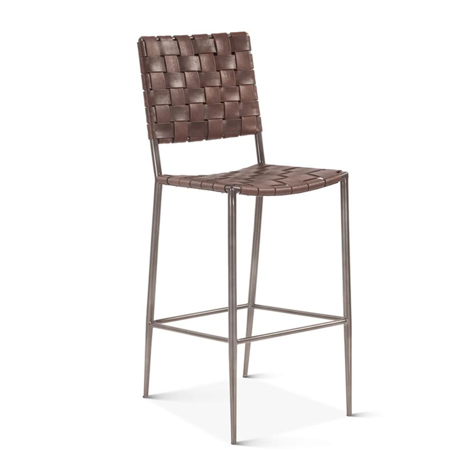 Copenhagen 17" Buffalo Leather and Iron Bar Chair, Brown by Home Trends & Design