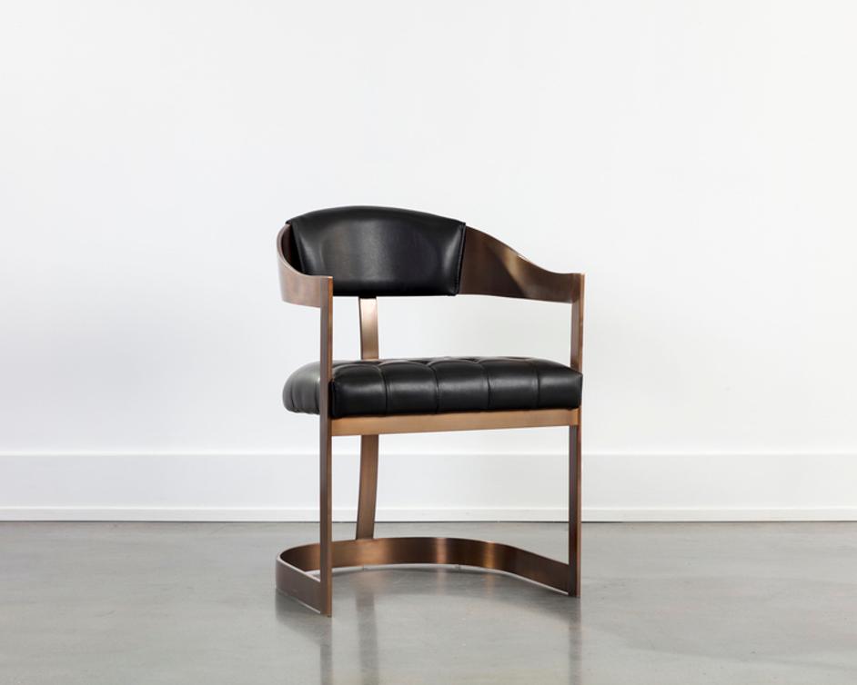 BEAUMONT DINING ARMCHAIR - ANTIQUE BRASS - CANTINA BLACK by Sunpan