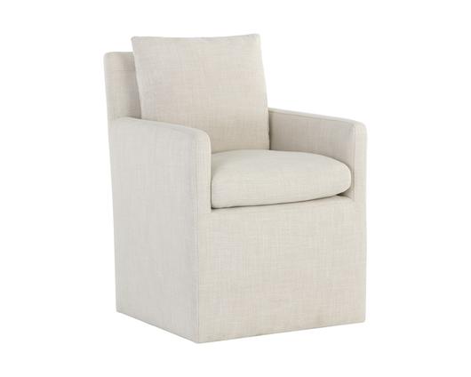 Glenrose Wheeled Dining Armchair - Effie Linen by Sunpan