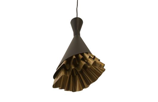 Ruffle Pendant Lamp, Black/Brass by PHILLIPS COLLECTION