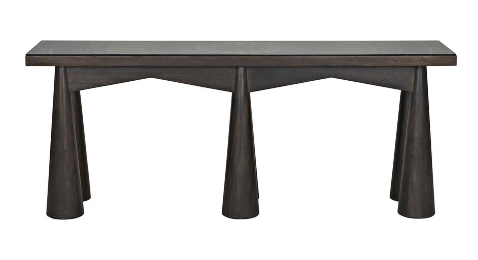 Tutankhamun Ebony Walnut Console with Glass Detailing by Noir Furniture