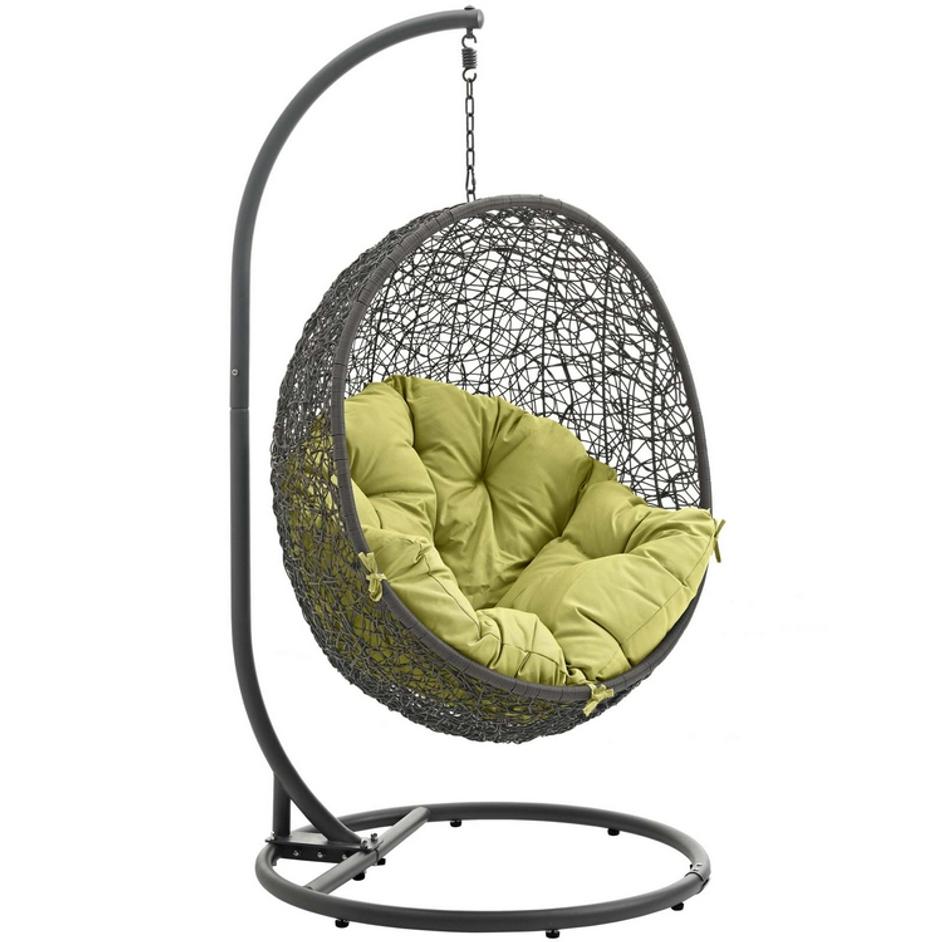 Segreto Outdoor Patio Swing Chair With Stand In Gray Peridot by Modway Furniture