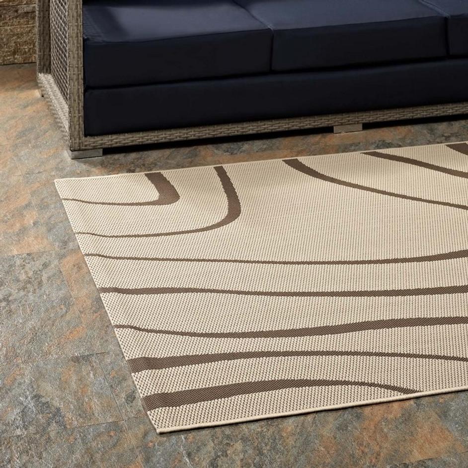 Hayter Swirl Abstract 8X10 Indoor And Outdoor Area Rug In Light And Dark Beige by Modway Furniture