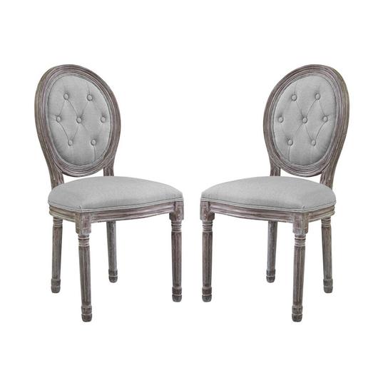Seneca Vintage French Upholstered Fabric Dining Side Chair Set Of 2 In Light Gray by Modway Furniture