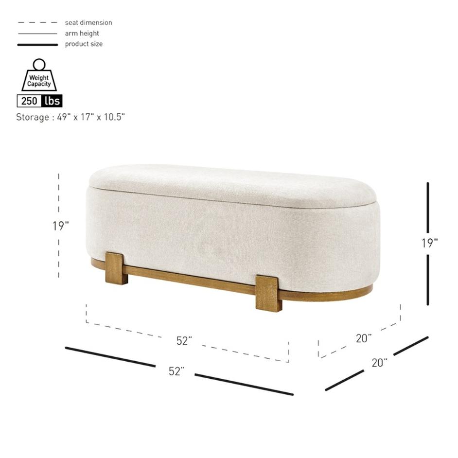 Ayleen Chenille Storage Bench, Seneca Beige  by New Pacific Direct