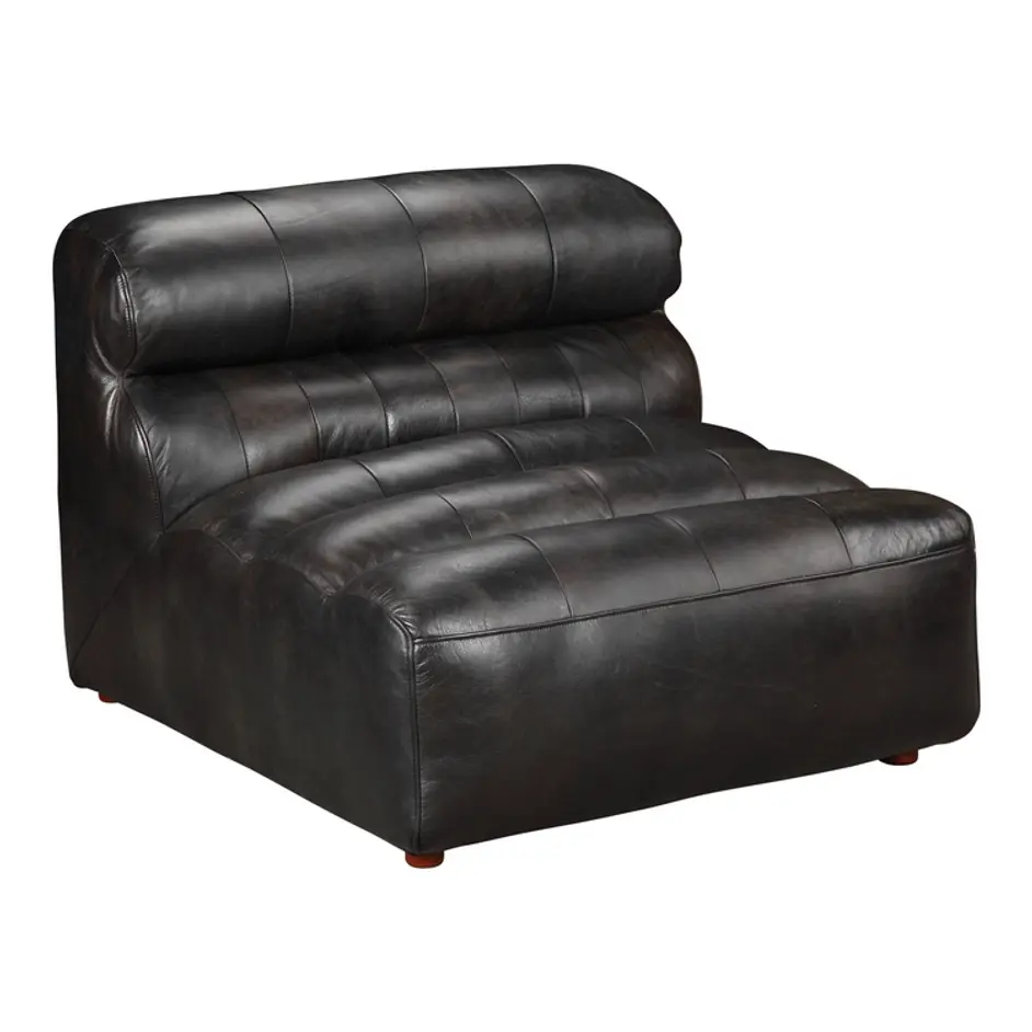 RAMSAY LEATHER ARMLESS CHAIR ANTIQUE BLACK by Moes Home