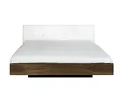 Floating modern King Bed - White Upholstery, Wood by TEMA HOME