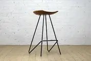 Perch Counter Stool Teak with iron Base by From The Source