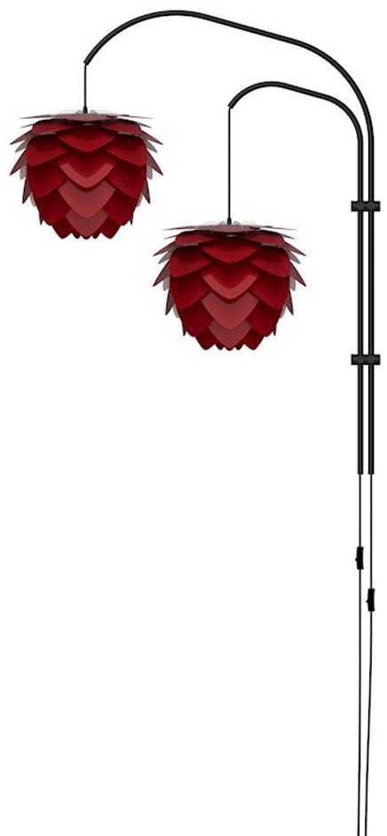 Aluvia Mini 2-Light Wall Lamp in Ruby with Black Wall Hanger by UMAGE