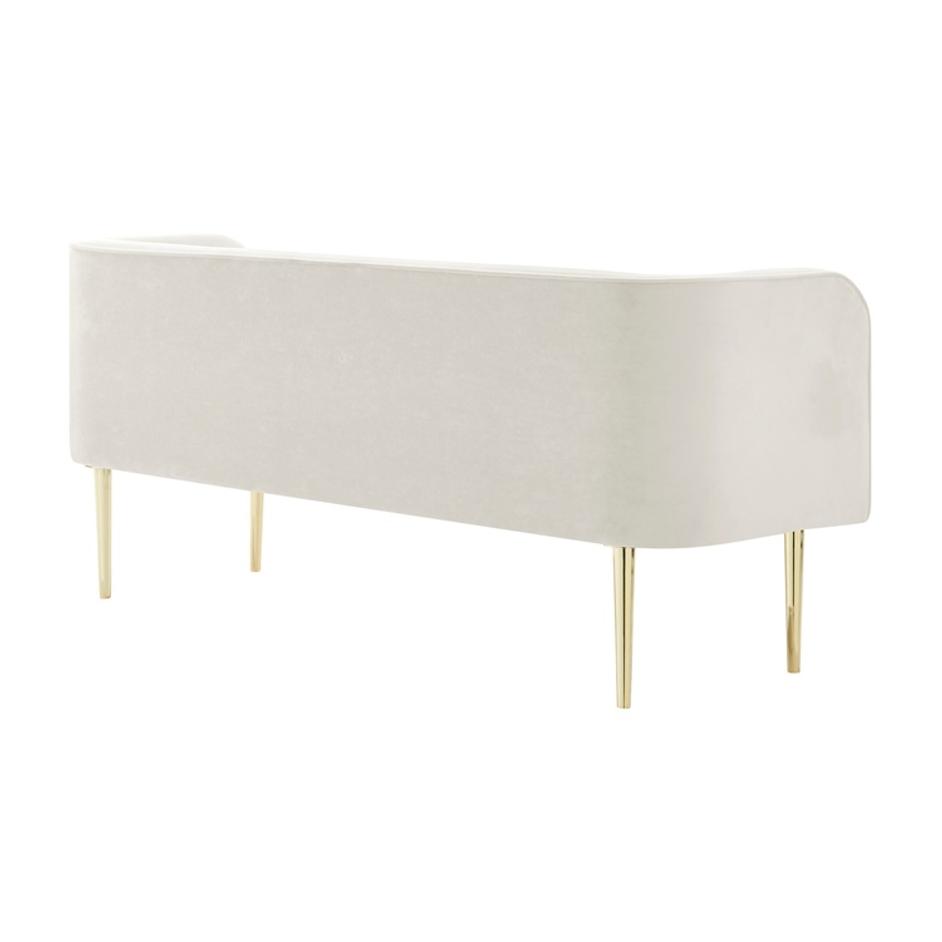 Marsha KD Velvet Bench, Dainty Cream by New Pacific Direct