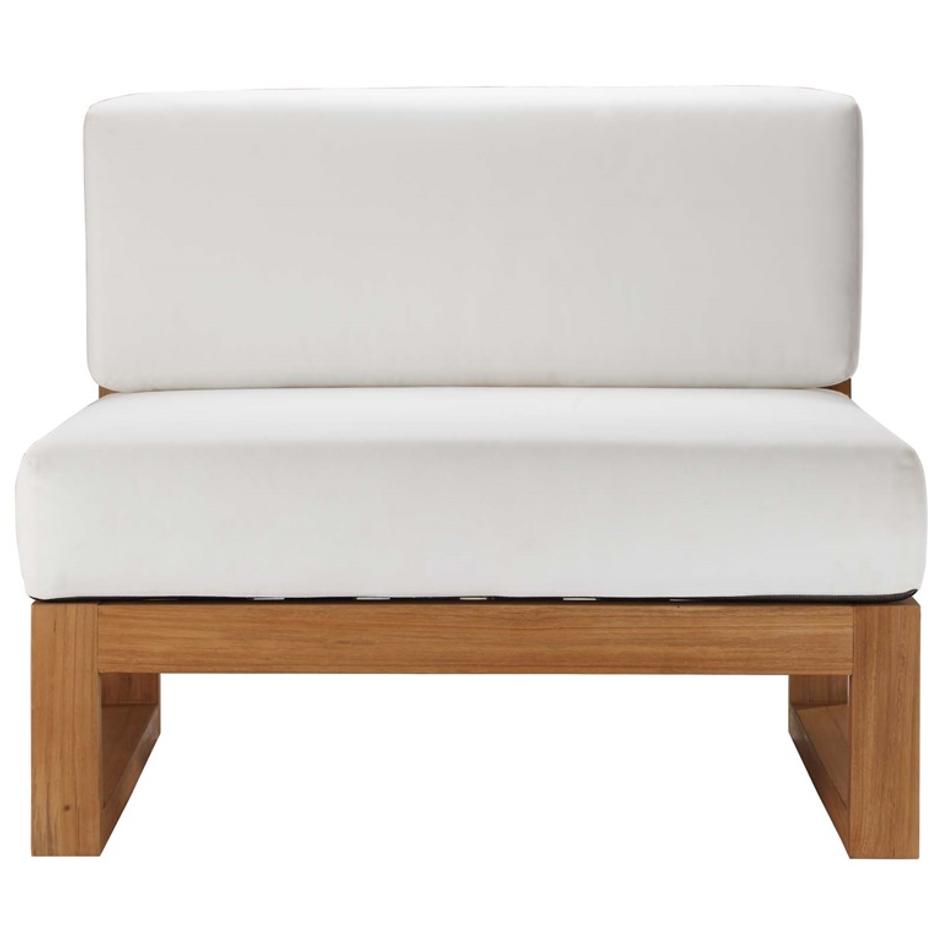 Sunbury Outdoor Patio Teak Wood Armless Chair In Natural White by Modway Furniture
