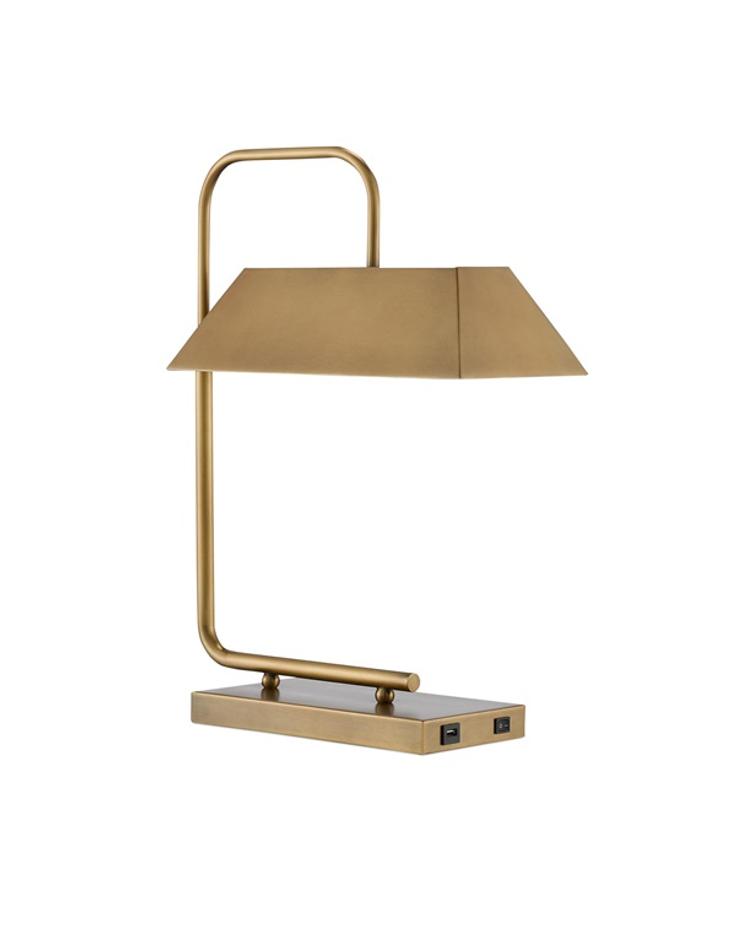 Hoxton Brass Table Lamp In Light Antique Brass by Currey & Company