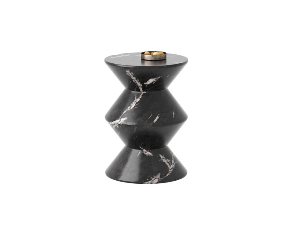 UNION END TABLE - MARBLE LOOK - BLACK by Sunpan