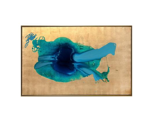 Ink Spill - 60" X 40" - Gold Floater Frame by Sunpan