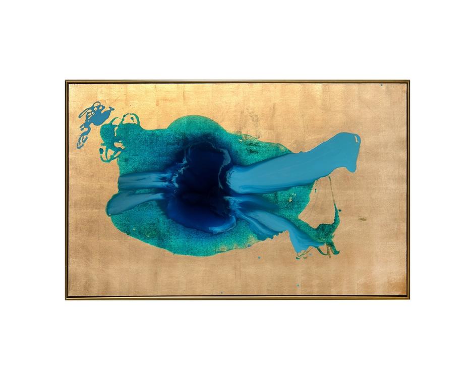 Ink Spill - 60" X 40" - Gold Floater Frame by Sunpan