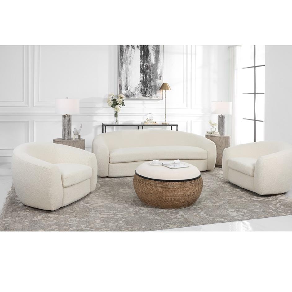 Capra Art Deco White Sofa by Uttermost