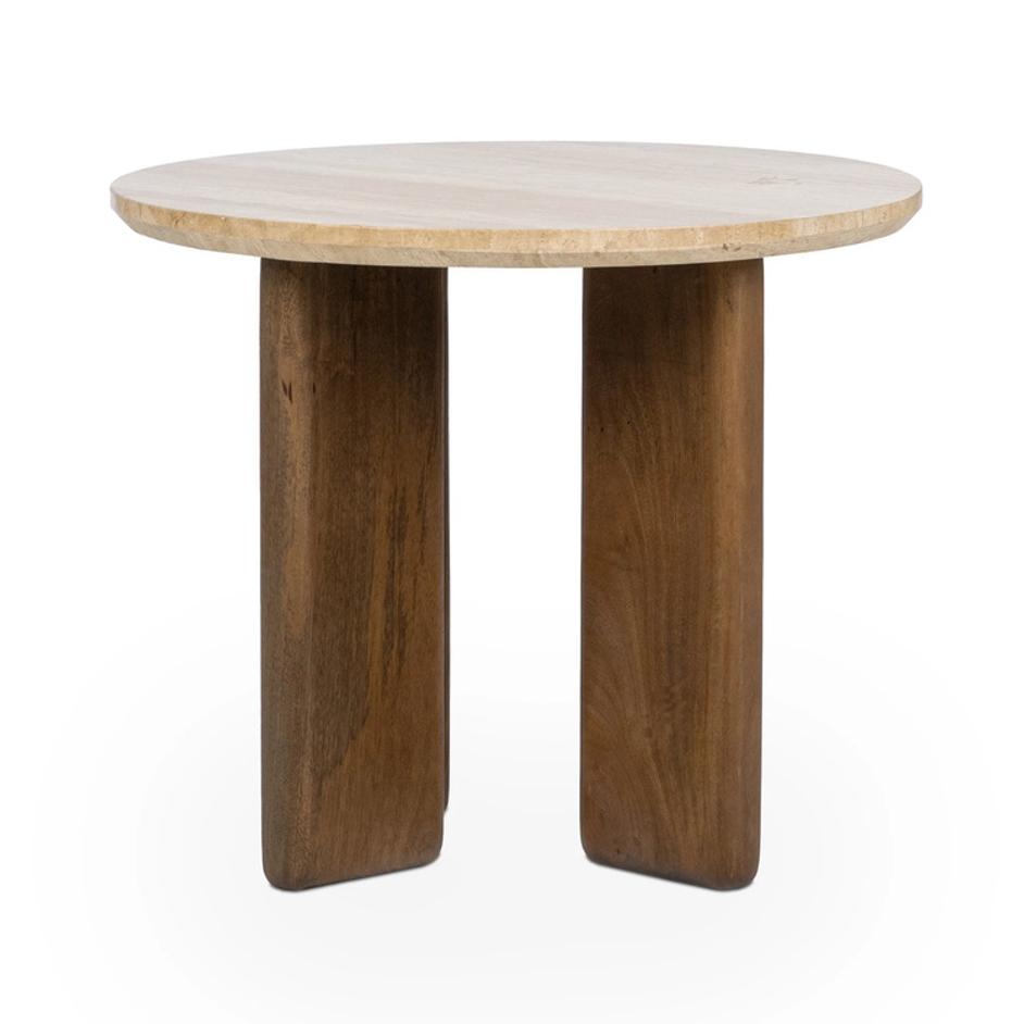 Idella Travertine Round End Table by Classic Home