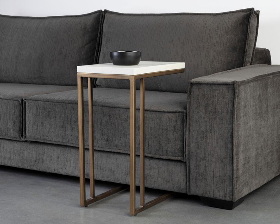 SAWYER END TABLE - ANTIQUE BRASS - WHITE by Sunpan