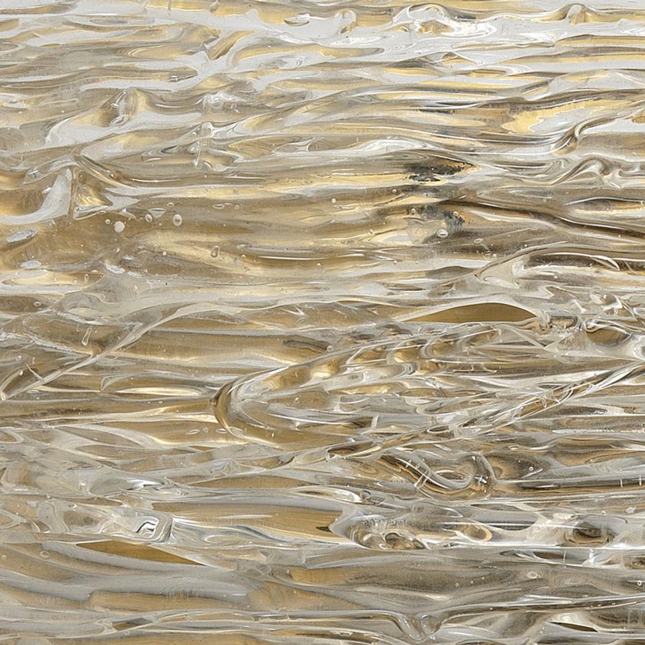 Swan Curved Glass Sconce, Small, Clear Textured Glass and Antique Brass Metal by Jamie Young