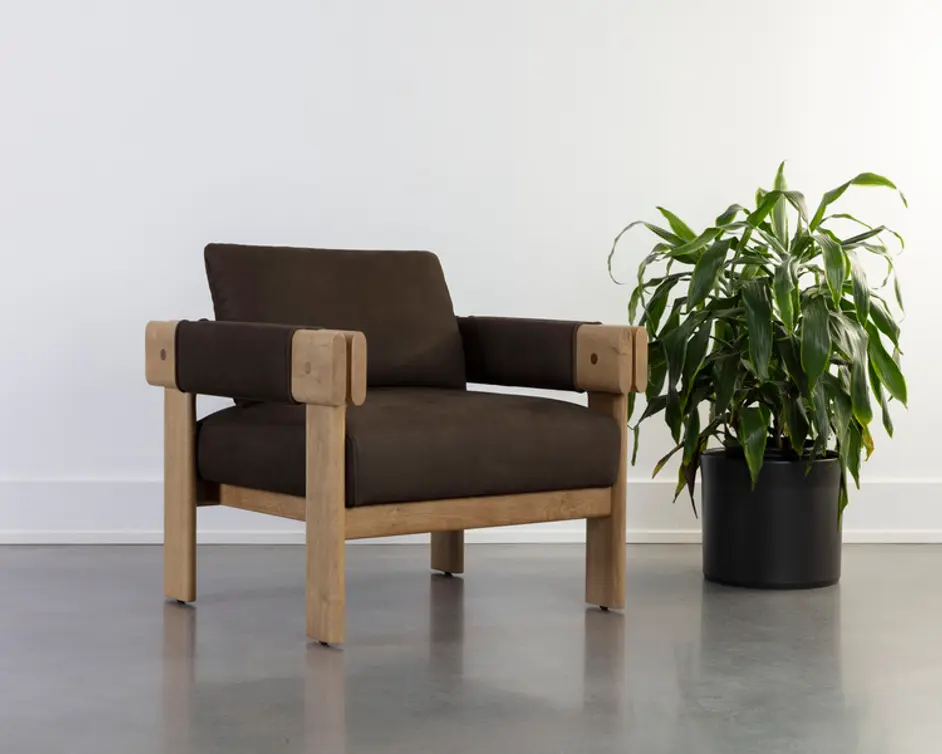 CARMICHAEL LOUNGE CHAIR - NUBUCK COCOA LEATHER by Sunpan