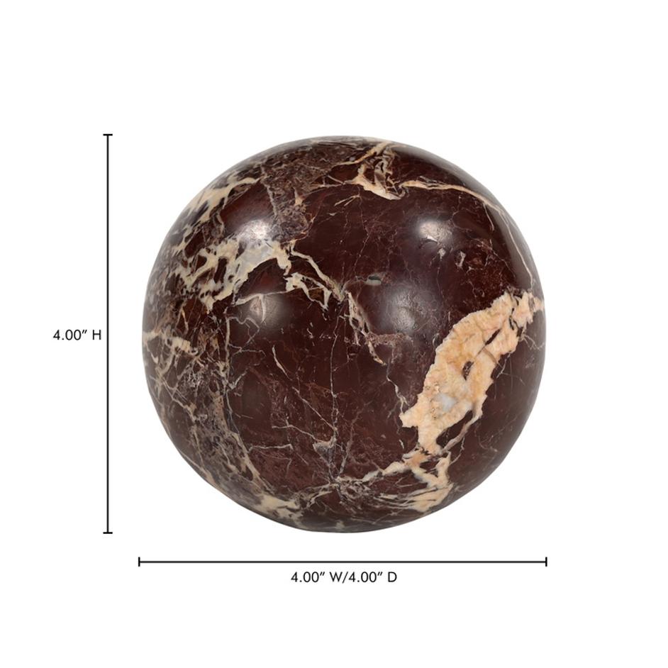 Odessa Sphere Tabletop Accent Red Levanto Marble by Moes Home