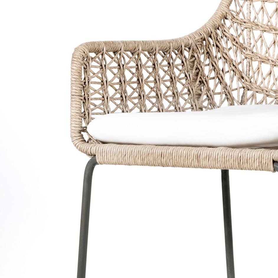 Bandera Outdoor Stool W/Cshn In Wht In Counter by FOUR HANDS