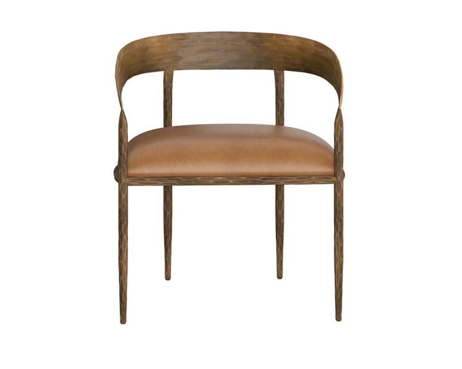 ZANATTA DINING ARMCHAIR - TAN LEATHER by Sunpan