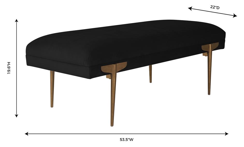 Brno Black Velvet Bench by tov furniture