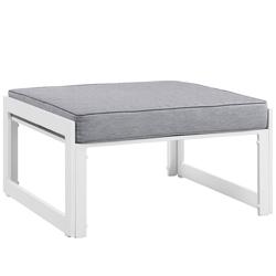 Tyche Outdoor Patio Ottoman In White Gray by Modway Furniture