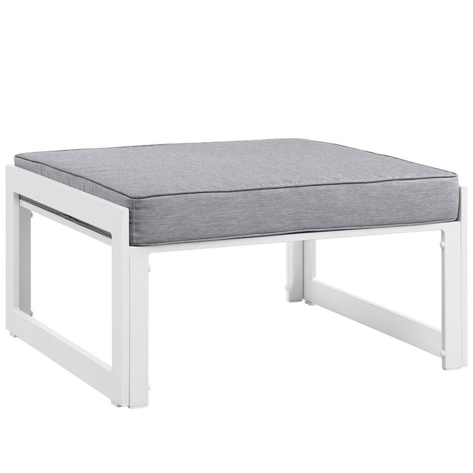 Tyche Outdoor Patio Ottoman In White Gray by Modway Furniture