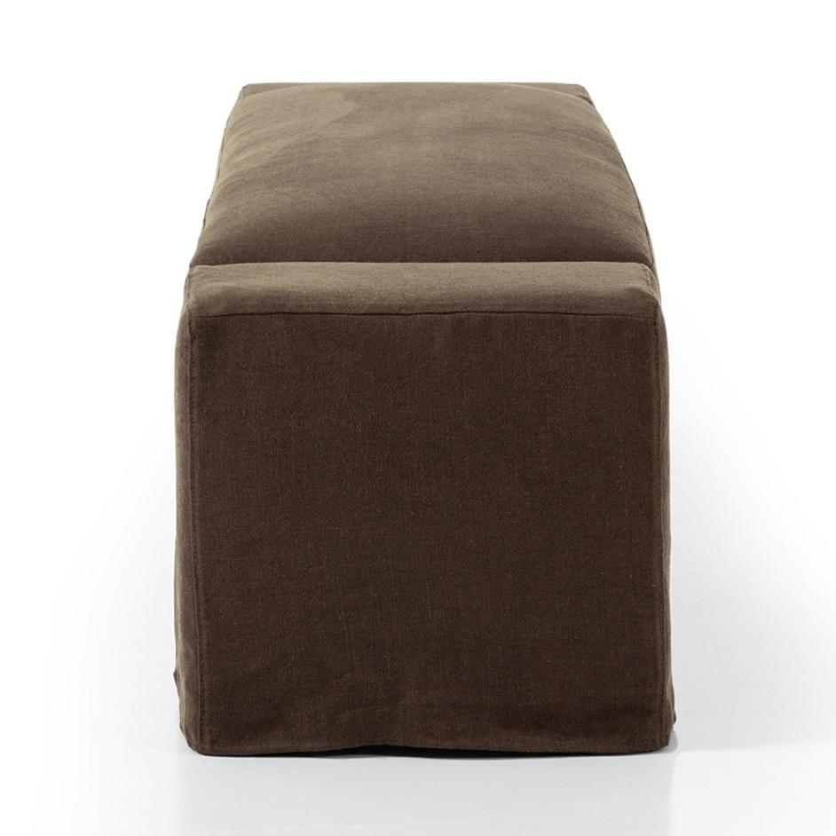 Wide Arm Slipcover Accent Bench - Brussels Coffee by Four Hands