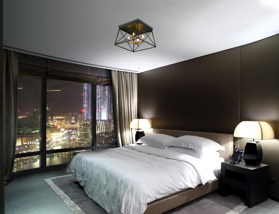 Trestle 4 Light Flush Mount in Matte Black + Olde Brass Finish by Z-Lite