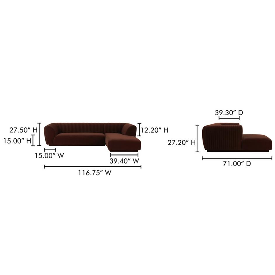 Zandro Right Sectional Warm Brown by Moes Home