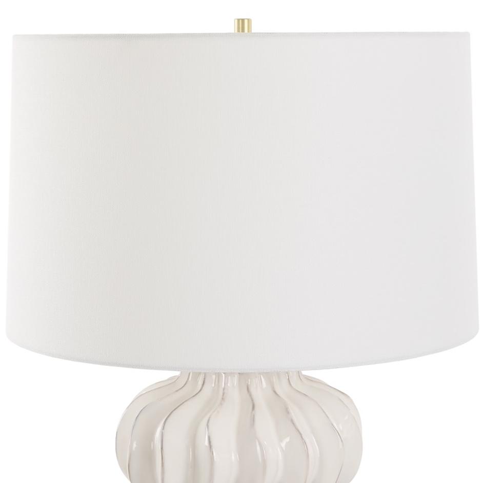 Wrenley Ridged White Table Lamp by Uttermost