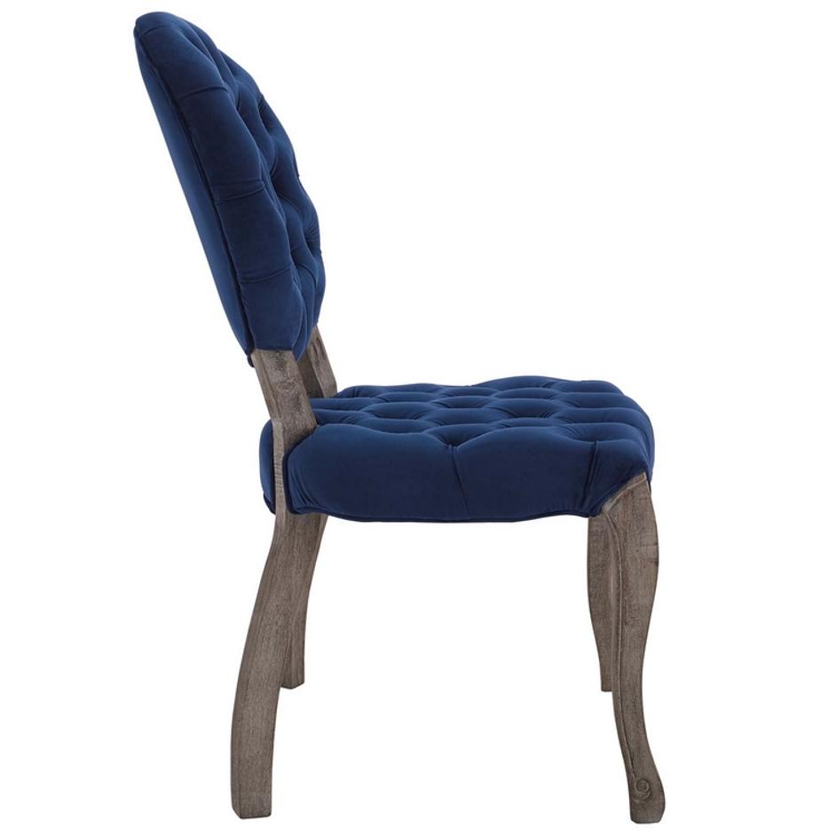 Archibald French Vintage Dining Performance Velvet Side Chair In Navy by Modway Furniture