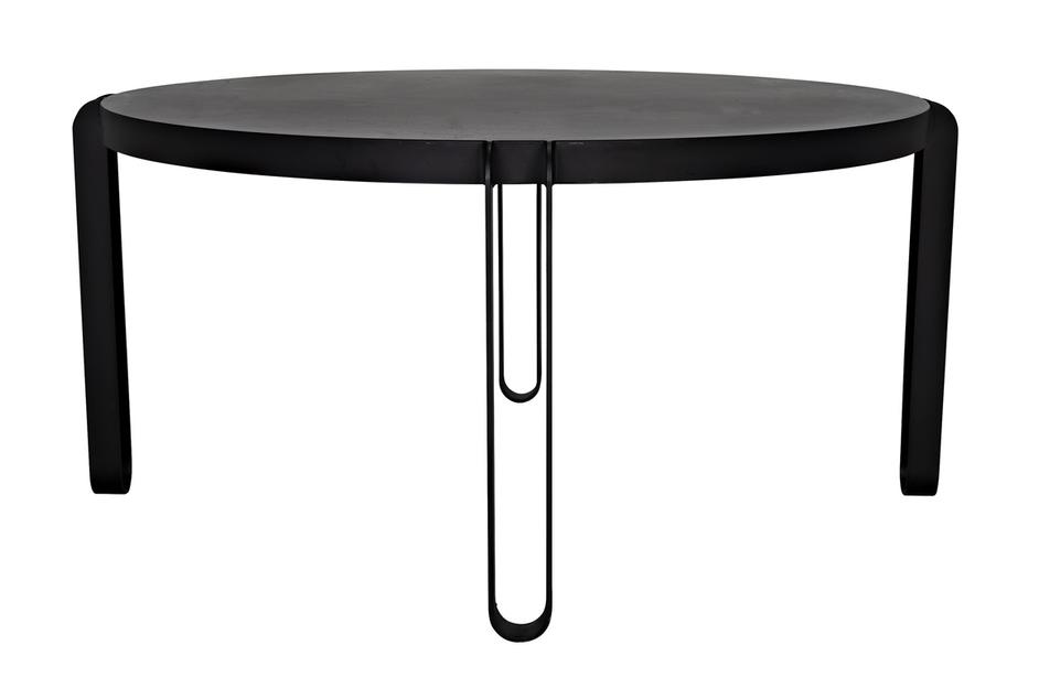 Marcellus Dining Table, 63", Black Metal by Noir Furniture