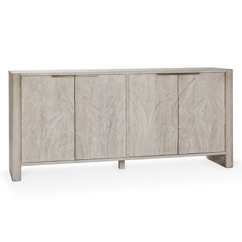 Ledro Mango Wood 4Dr Cabinet White Wash by Classic Home