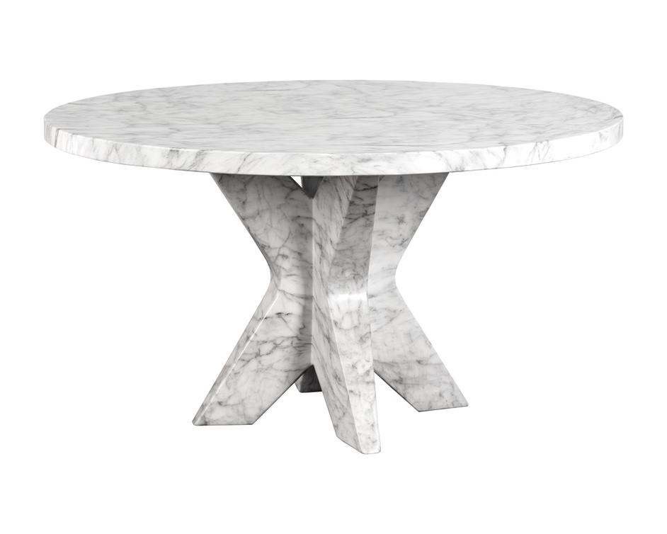 Cypher Dining Table Base - Marble Look - White by Sunpan