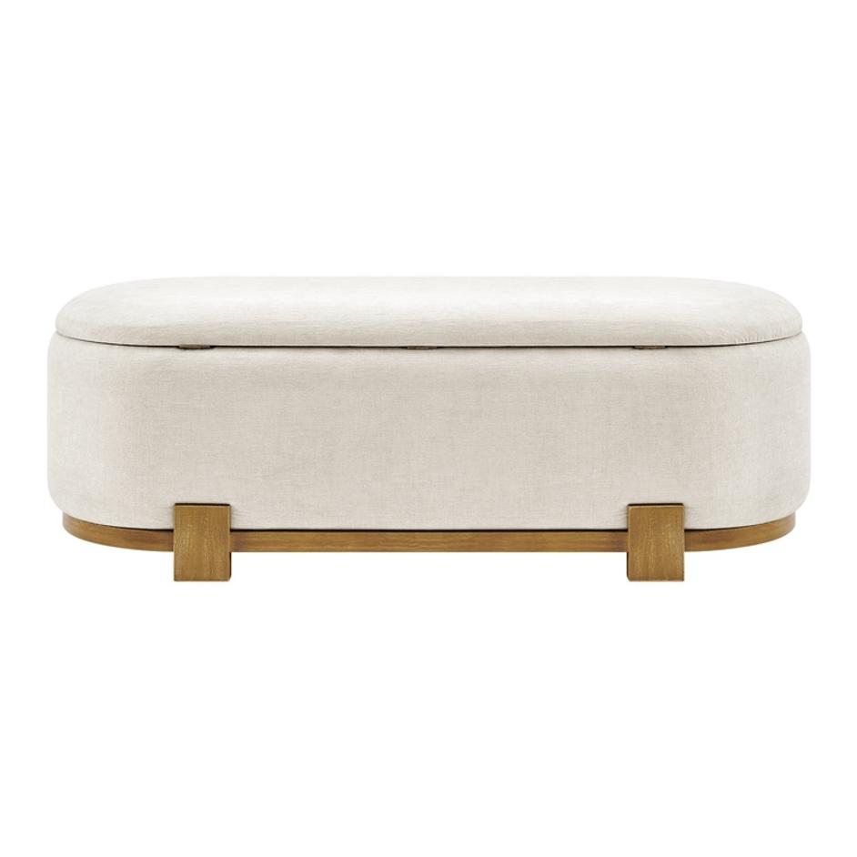 Ayleen Chenille Storage Bench, Seneca Beige  by New Pacific Direct